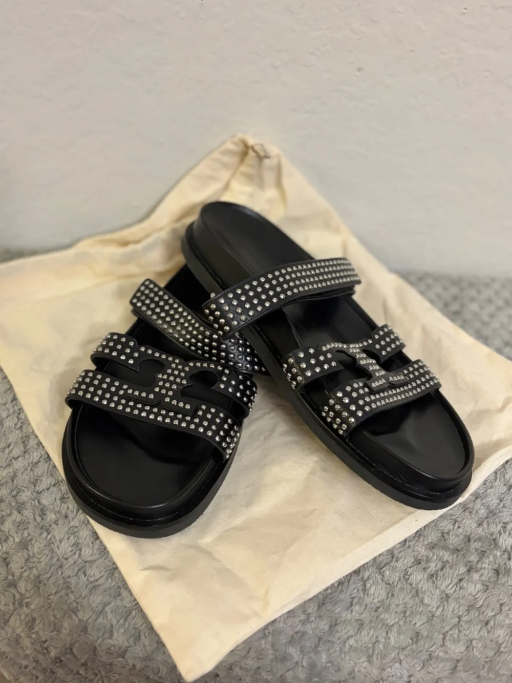 Tory Burch Black Studded Sandals